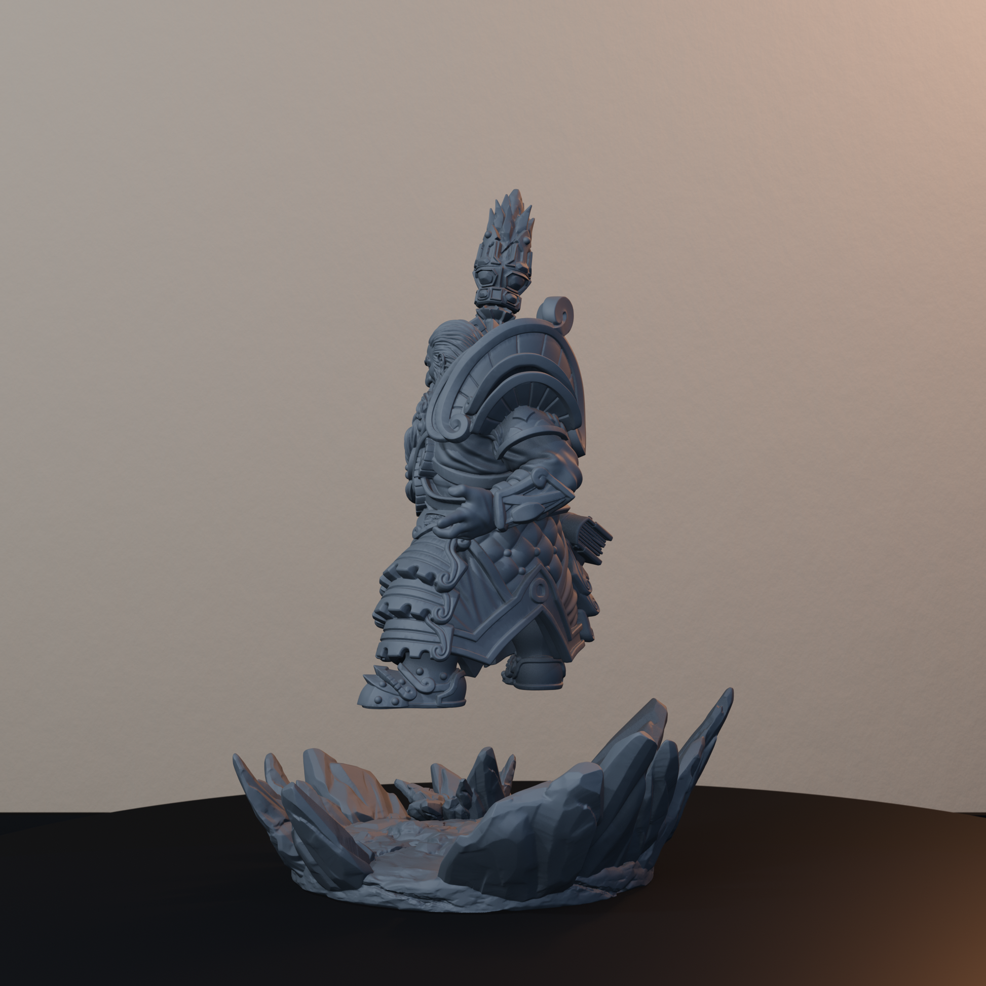 Geomancers Dwarf Miniatures - Geomancer Male Pose 02 - back left three-quarter view