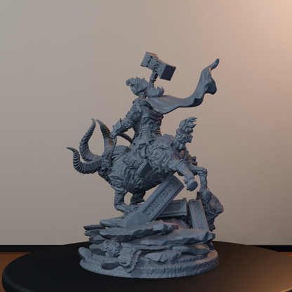 Steelbreaker Warriors Ram Riders Dwarf Miniatures - Steelbreaker Ram Rider Pose 04 - back left three-quarter view