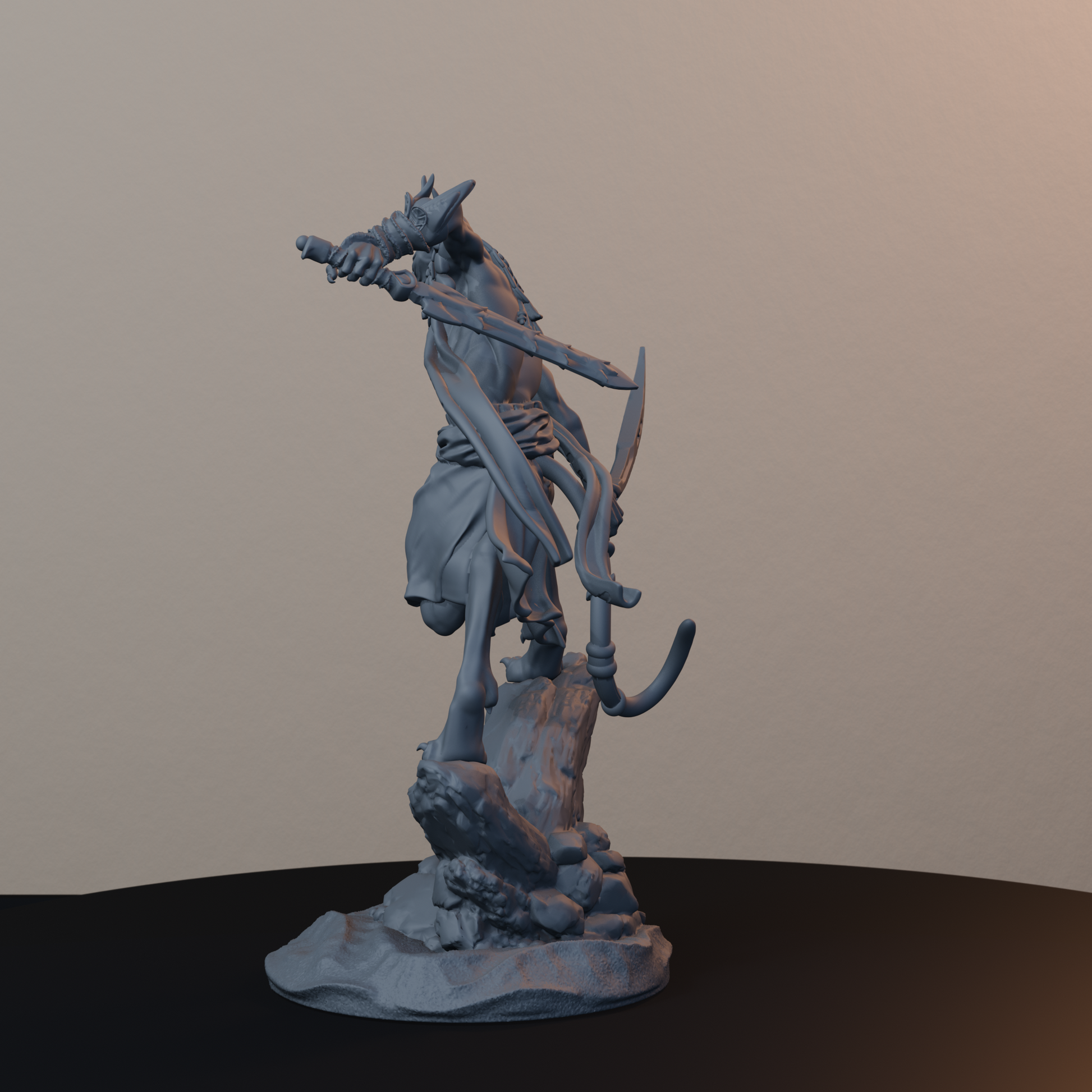 Mau Egyptian Fantasy Miniatures - Mau Pose 04 - back left three-quarter view