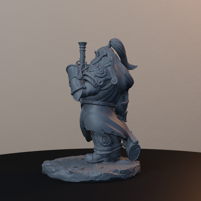 Steelbreaker Leadspitters Dwarf Miniatures - Steelbreaker Leadspitter Pose 02 - back left three-quarter view