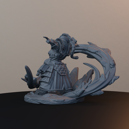 Geomancers Dwarf Miniatures - Geomancer Female Pose 01 - back left three-quarter view