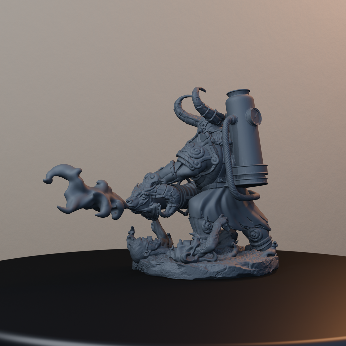 Steelbreaker Firespitters Dwarf Miniatures - Steelbreaker Firespitter Pose 01 - back left three-quarter view