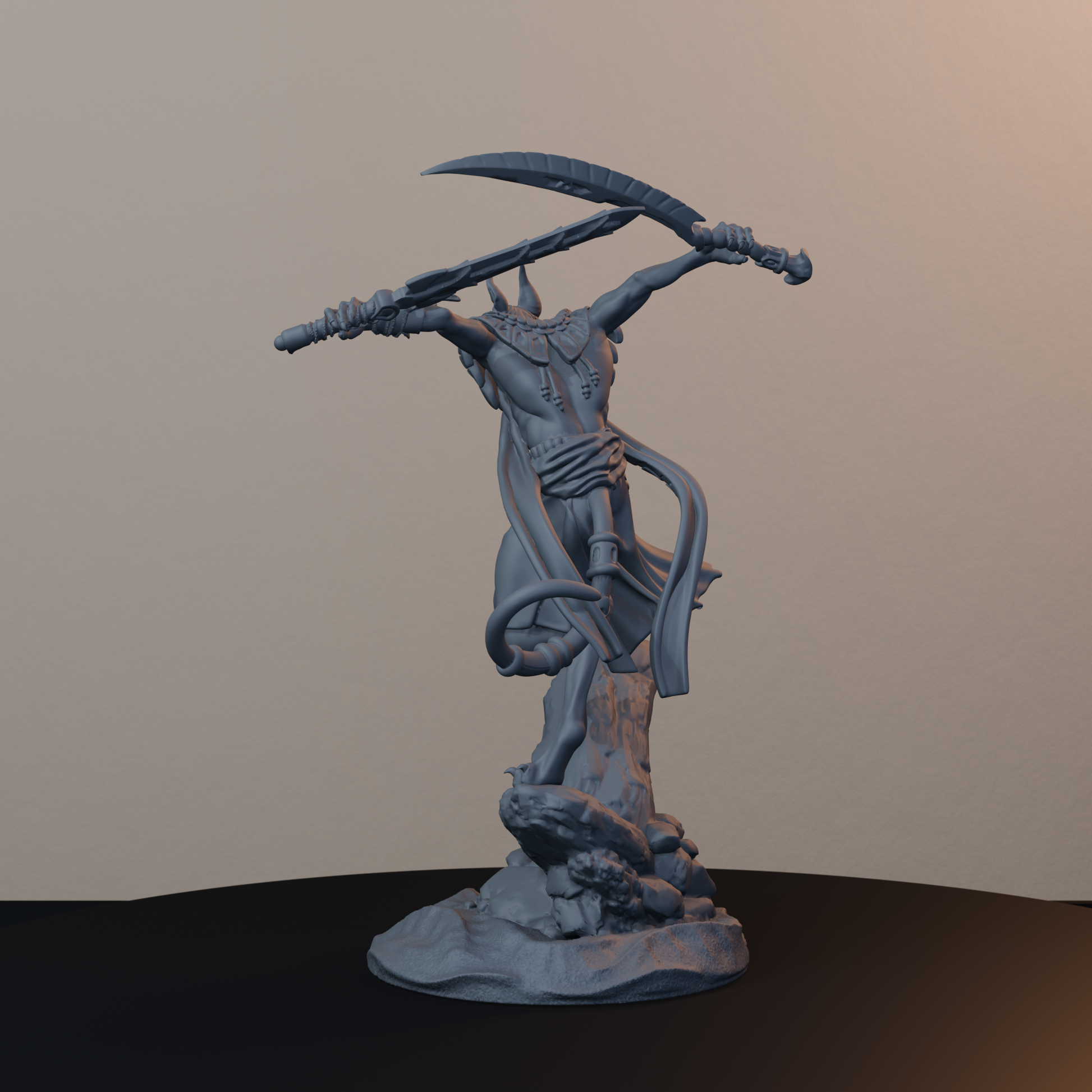 Mau Egyptian Fantasy Miniatures - Mau Pose 01 - back left three-quarter view