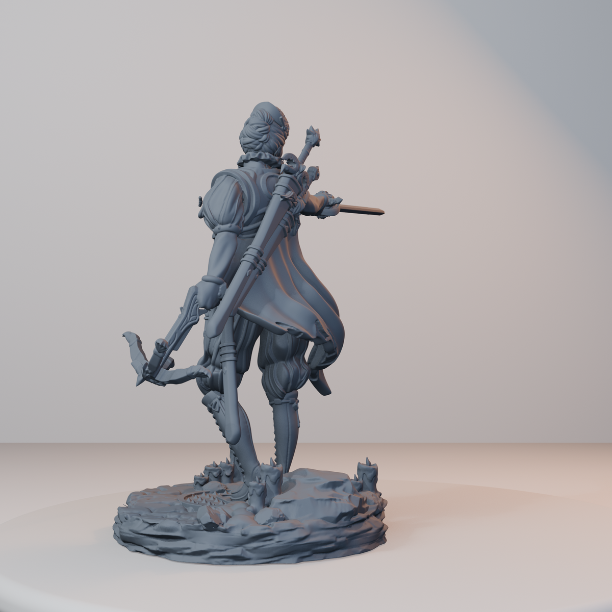 Archvillain Heroes Fantasy Miniatures - Isabetta of the Dawn (rapier,crossbow,) - back left three-quarter view