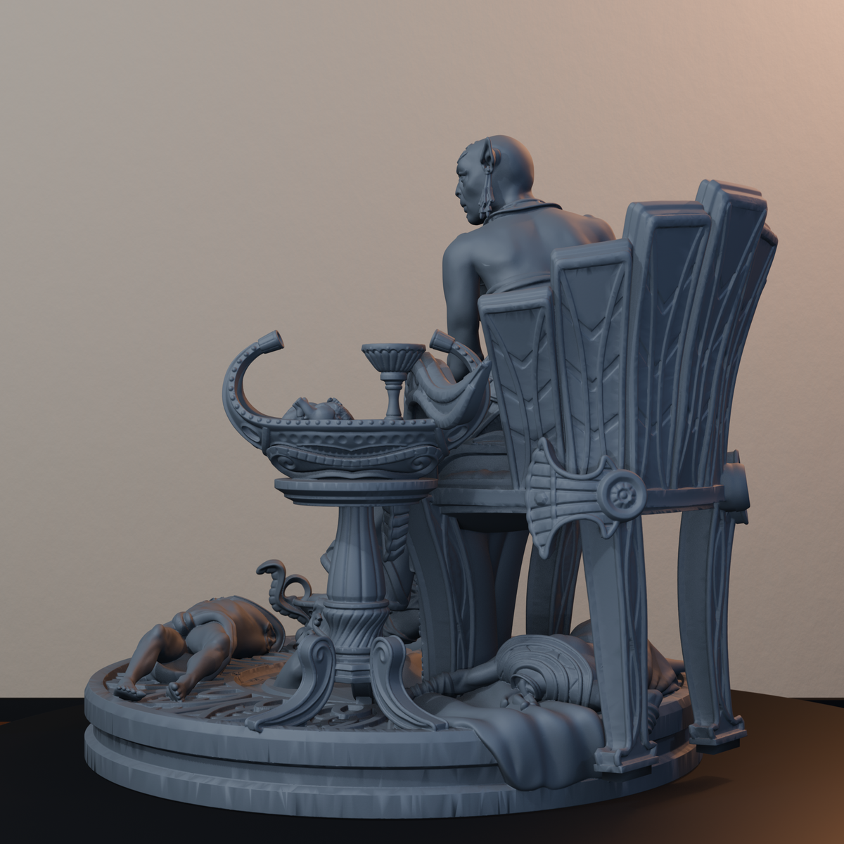 Daughters Of Sekhmet Egyptian Fantasy Miniatures - Daughters of Sekhmet Decap Pose 01 - back left three-quarter view