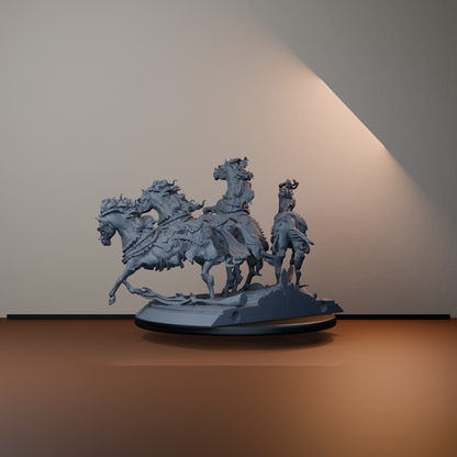 Baron's Horses Fantasy Miniatures - Baron's Horses 01-04 - back left three-quarter view