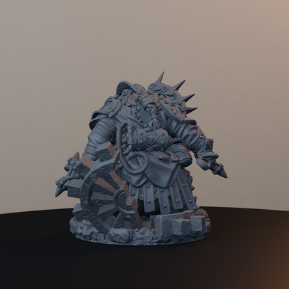 Steelbreaker Engineers Dwarf Miniatures - Steelbreaker Engineer Pose 01 - back left three-quarter view