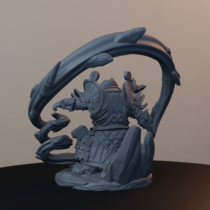 Geomancers Dwarf Miniatures - Geomancer Male Pose 01 - back left three-quarter view