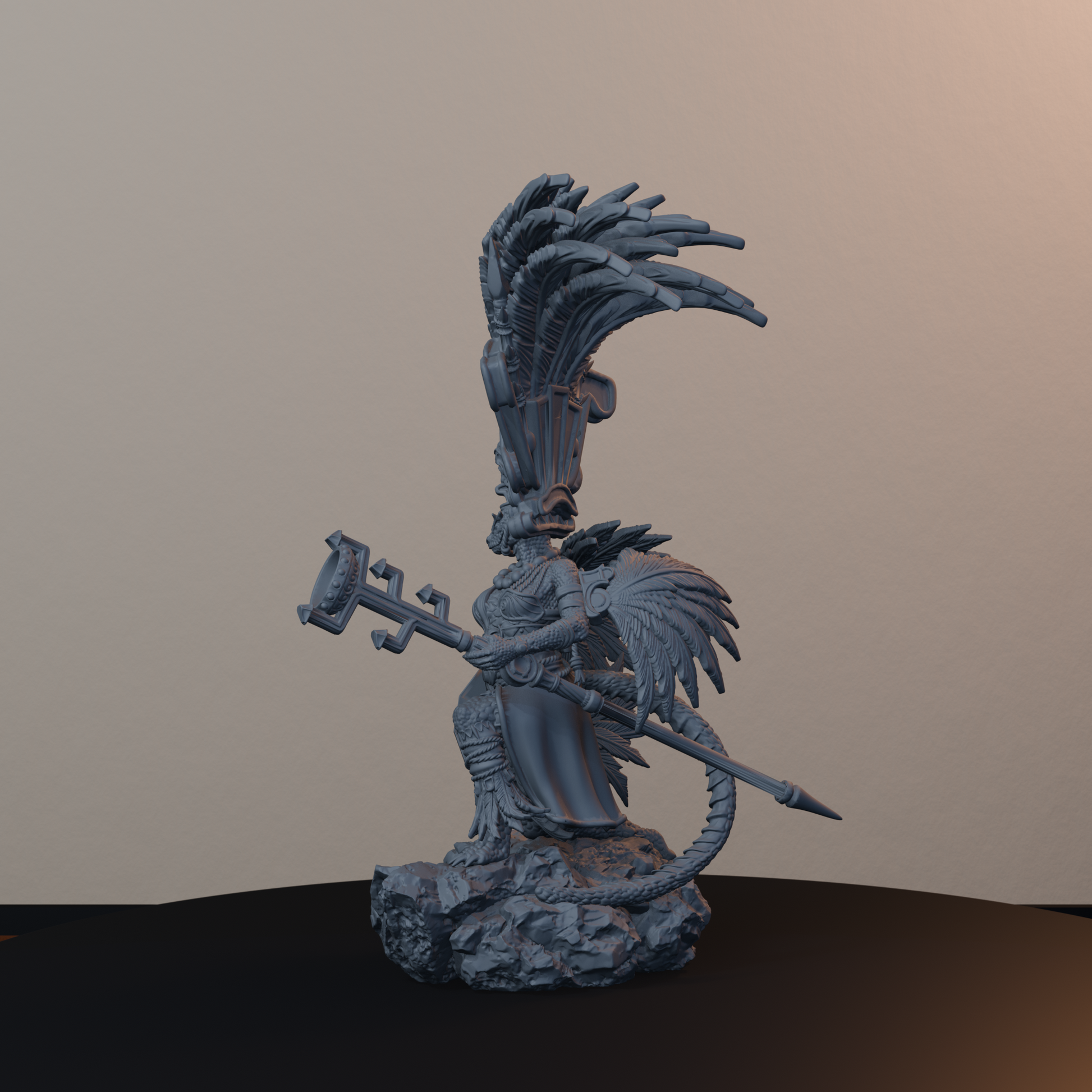 Agama Sundancers Fantasy Miniatures - Agama Sundancer Pose 01 - back left three-quarter view