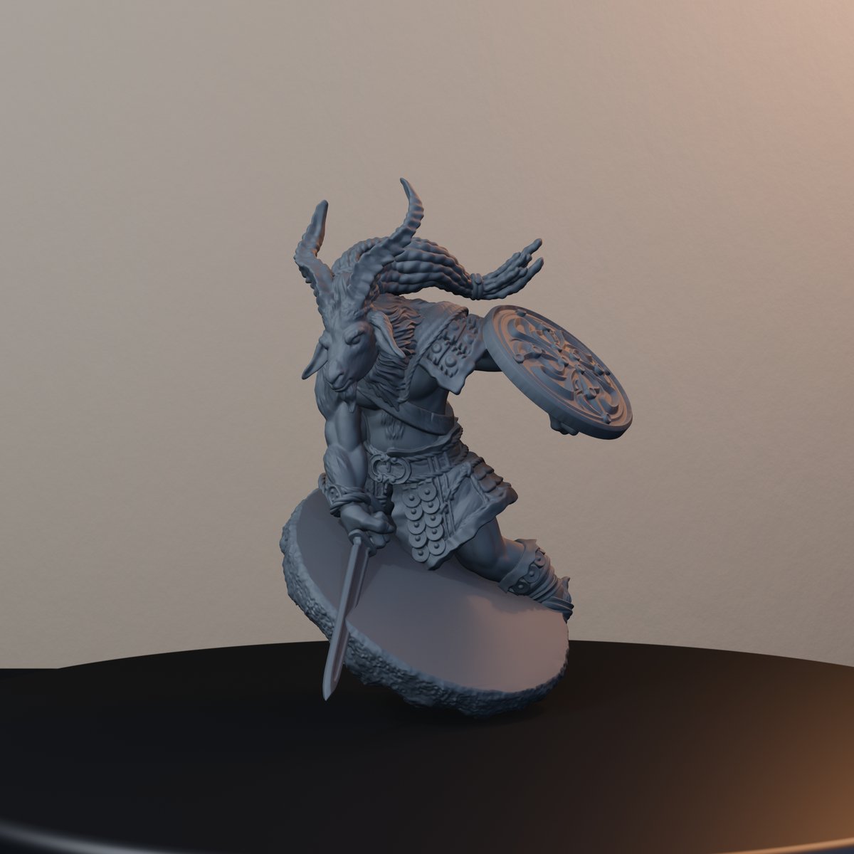 Goatmen Fantasy Miniatures - Goatman Pose 04 - back left three-quarter view