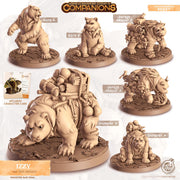 Grizzly Bear Animal Companion Miniature - resin tabletop miniature front view