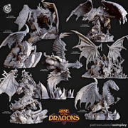 Seven Dragons Large Miniature Set - resin tabletop miniature front view