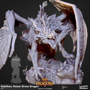 Green Poison Dragon Large Miniature - resin tabletop miniature front view