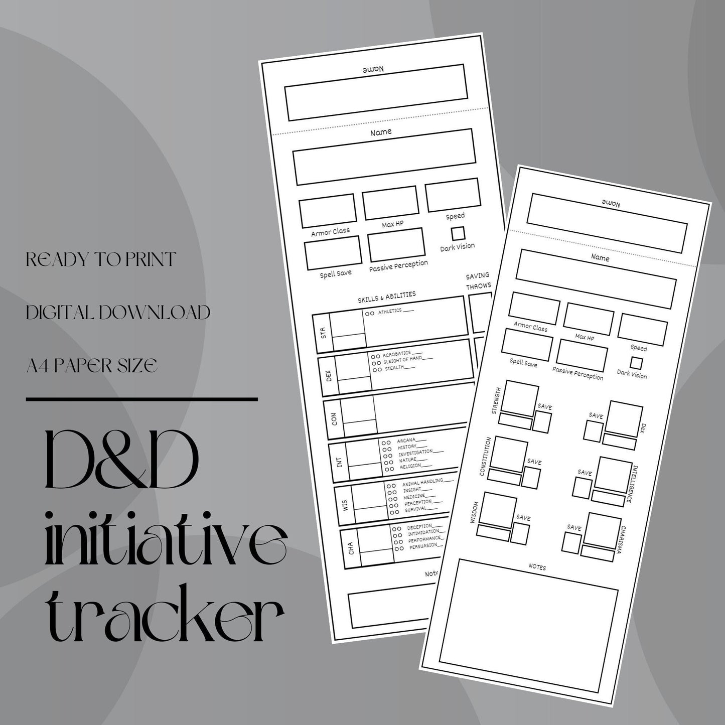 Fillable Initiative Tracker Cards