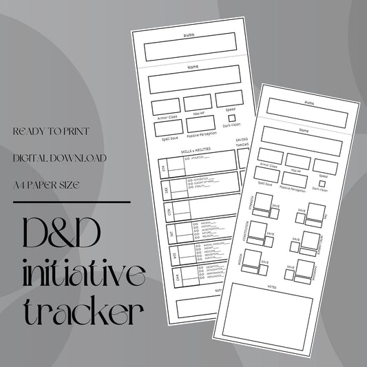 Fillable Initiative Tracker Cards