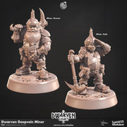 Dwarf Miner Miniature - resin tabletop miniature front view