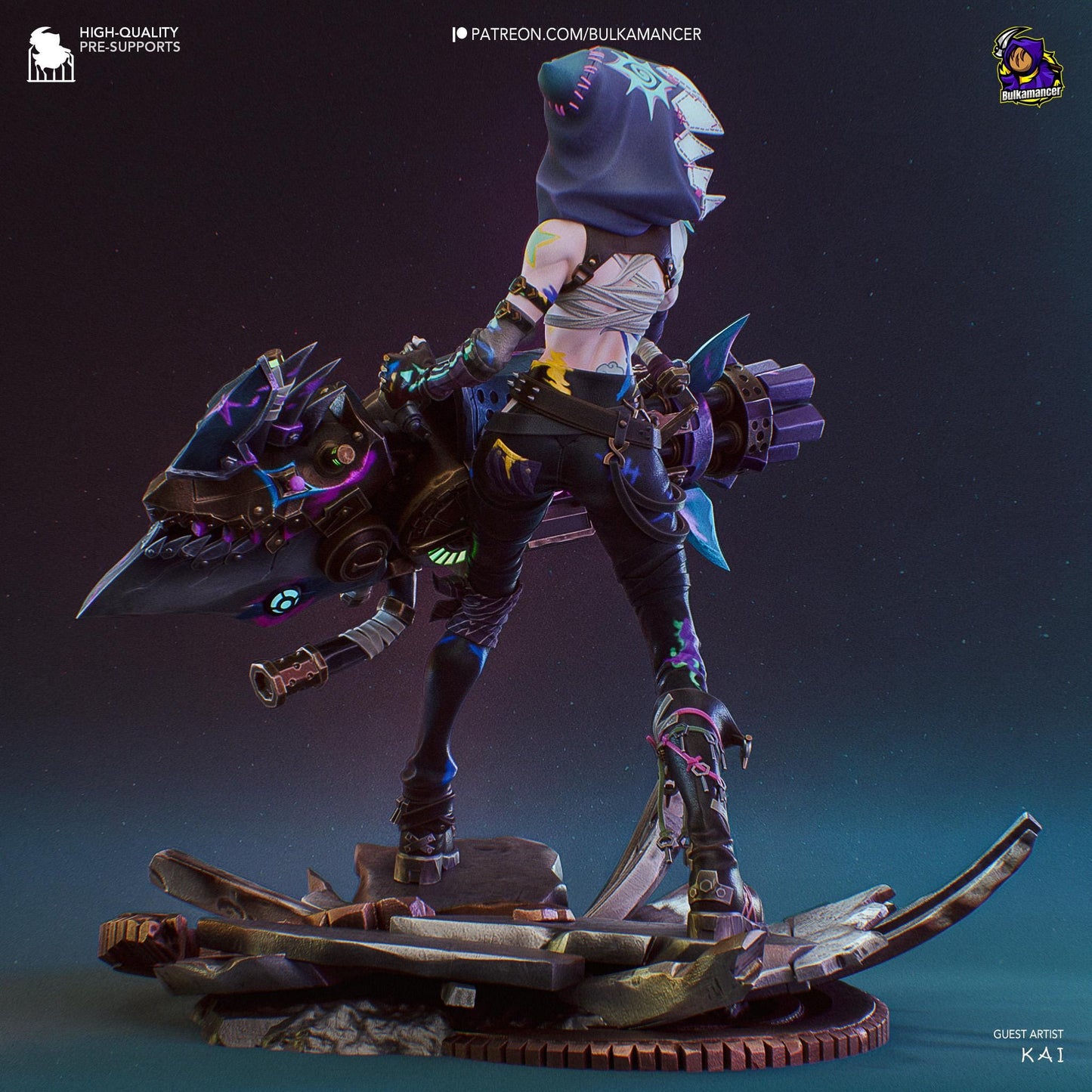 Jinx Franctured Resin Miniature Figurine Game Character League of Legends Arcane Gift for Him Her Birthday Gift Anime