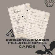 Fillable Spell Cards - digital download preview