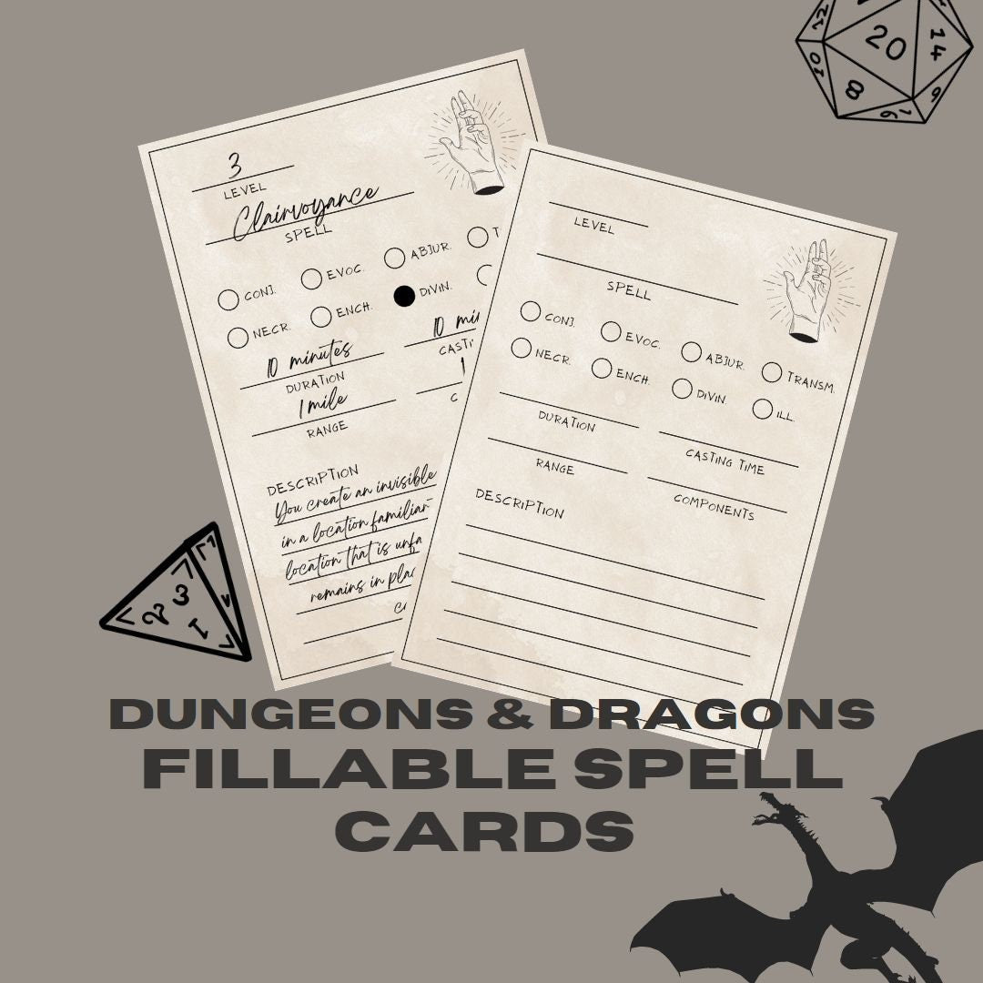 Fillable Spell Cards