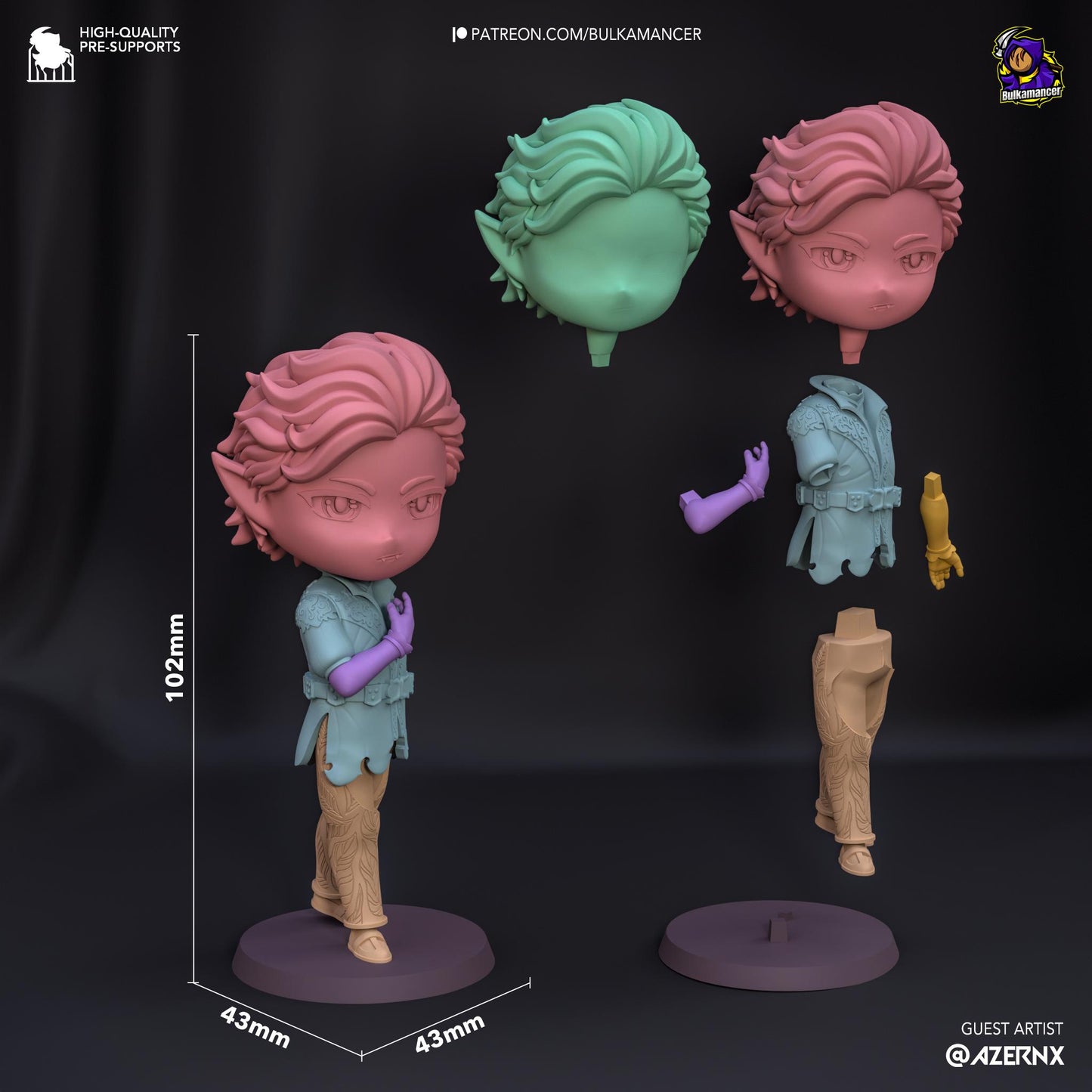 Astarion Chibi Resin Miniature Figurine Game Character Badurs Gate 3 Gift for Him Her Birthday Gift Anime FAN MADE