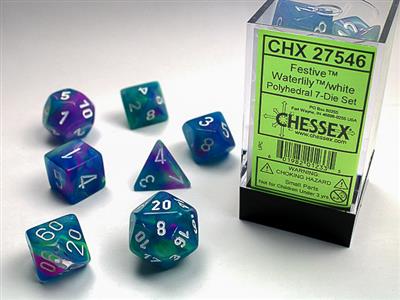 Chessex Festive Waterlily/white Polyhedral 7-Dice Set product image