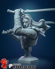 Drizzt Do'Urden Bust - resin tabletop miniature front view