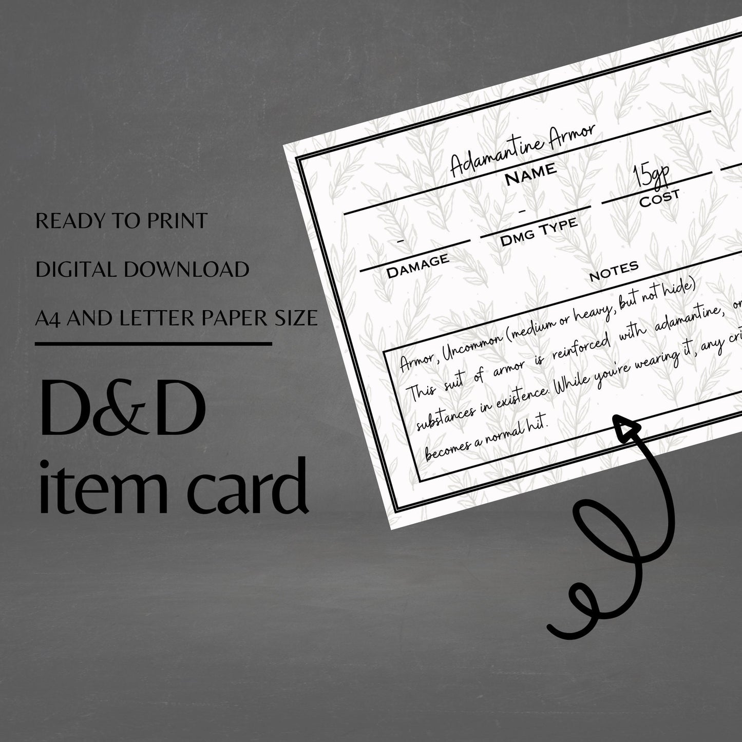 Fillable Item Cards