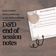 End of Session Notes - digital download preview