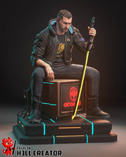 Male V Figure - Cyberpunk 2077 - resin tabletop miniature front view
