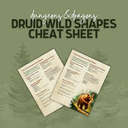 Druid Wild shapes Cheat Sheet - digital download preview