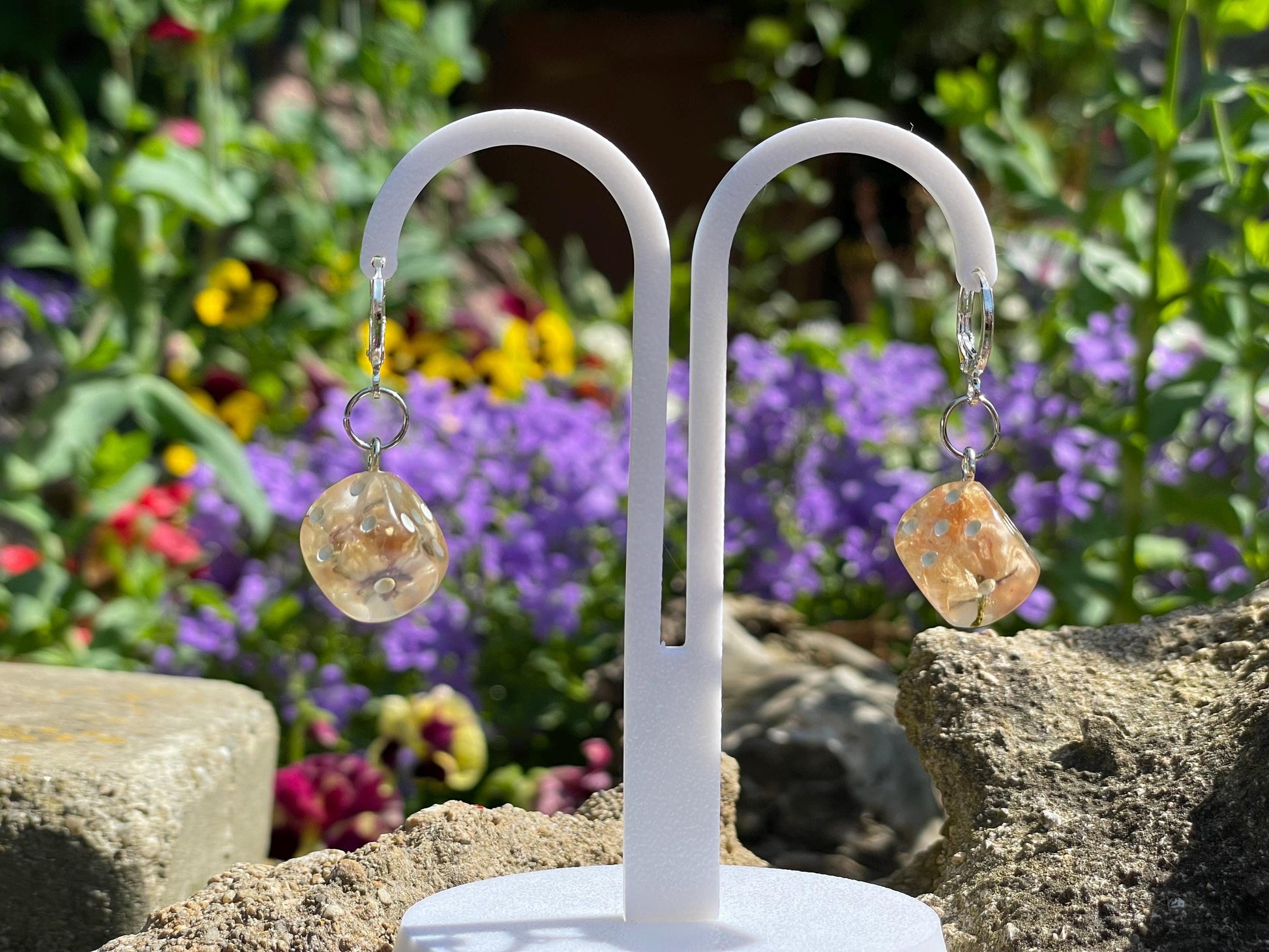 Clear D6 Dice Earrings