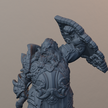 Steelbreaker Warriors Dwarf Miniatures - Steelbreaker Warrior Pose 01 - detail upper view