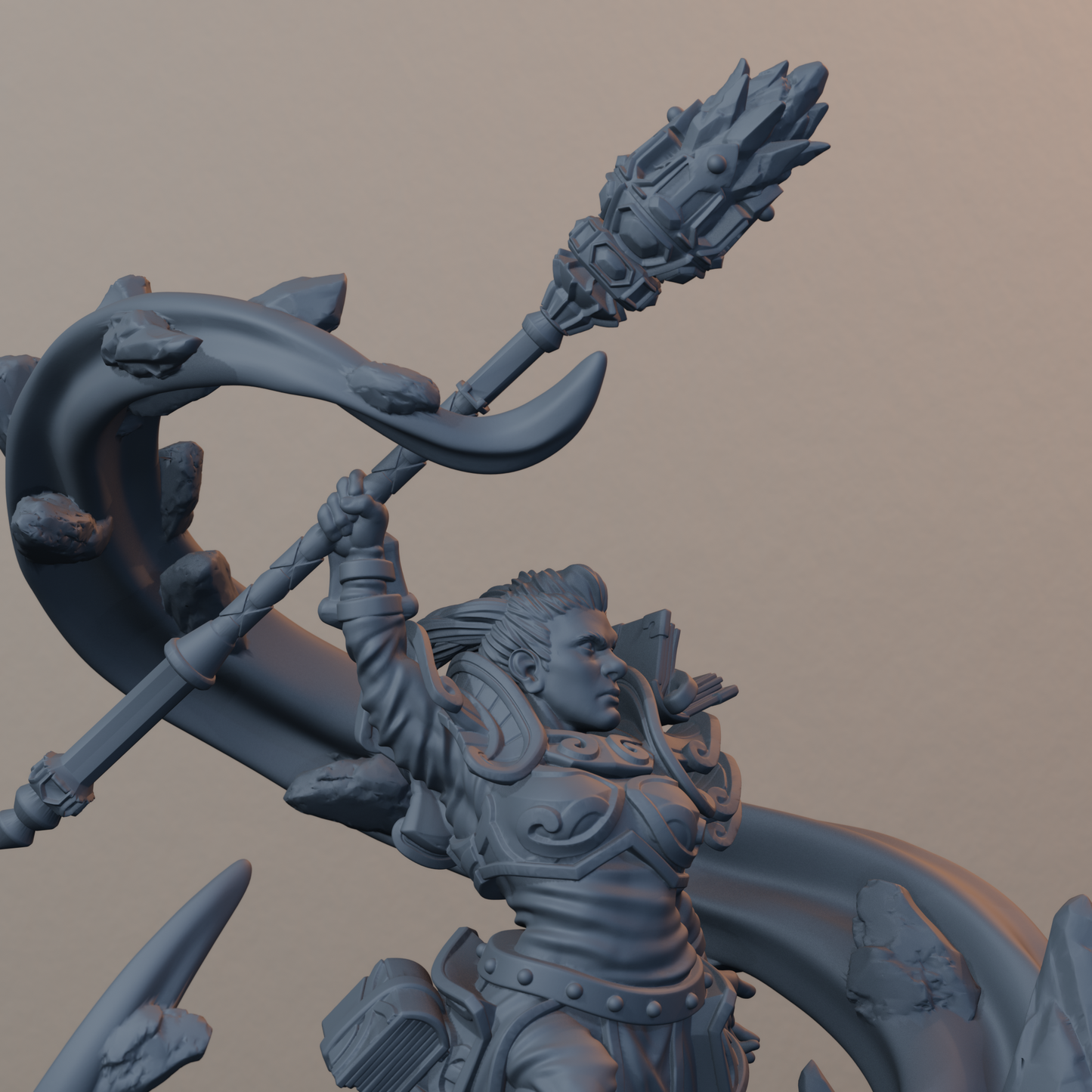 Geomancers Dwarf Miniatures - Geomancer Female Pose 02 - detail upper view