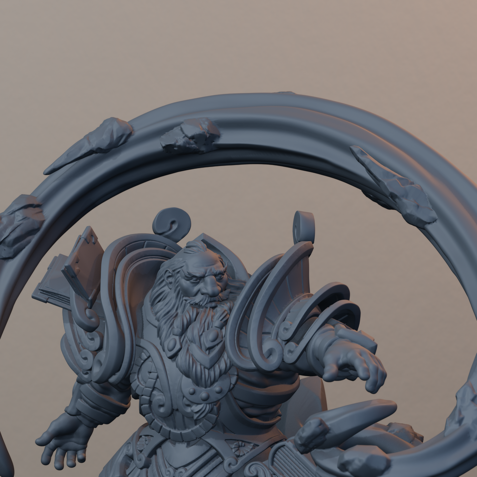 Geomancers Dwarf Miniatures - Geomancer Male Pose 01 - detail upper view