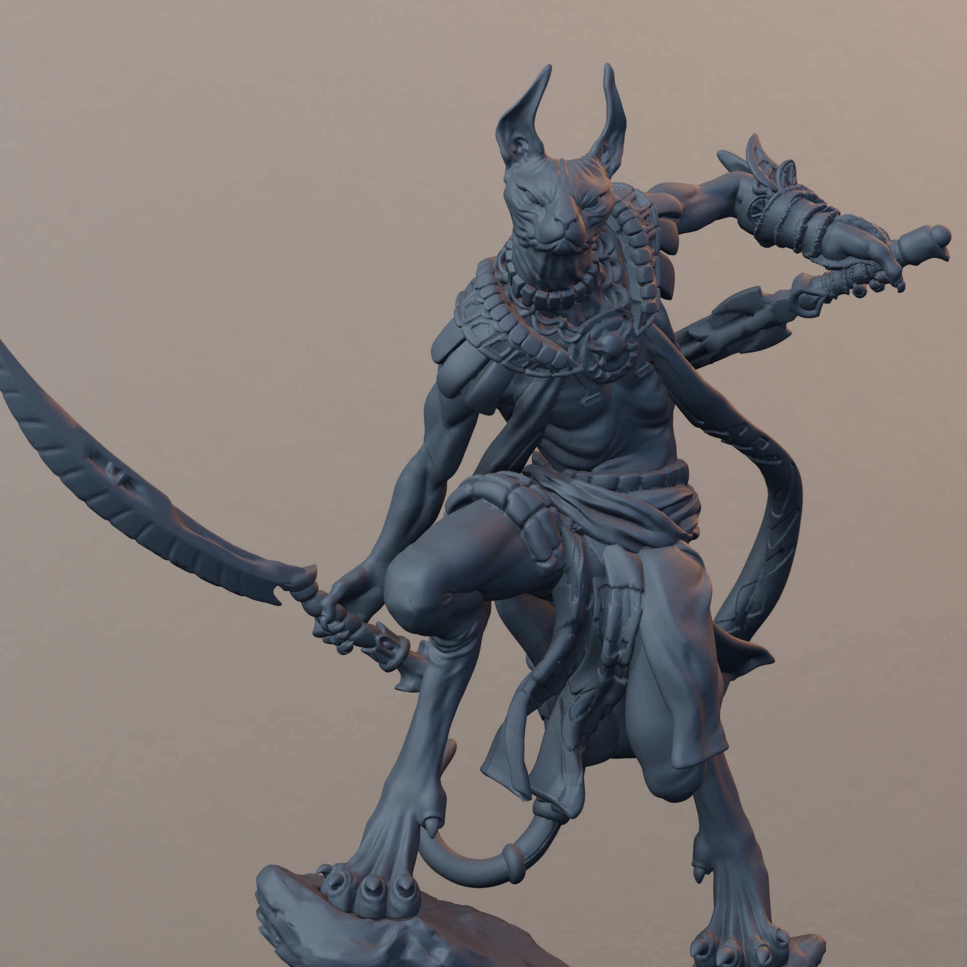 Mau Egyptian Fantasy Miniatures - Mau Pose 04 - detail upper view
