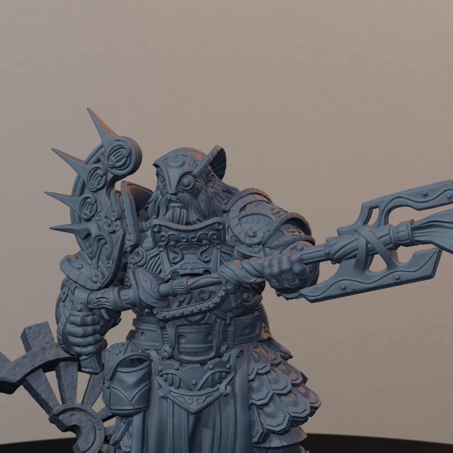 Steelbreaker Engineers Dwarf Miniatures - Steelbreaker Engineer Pose 03 - detail upper view