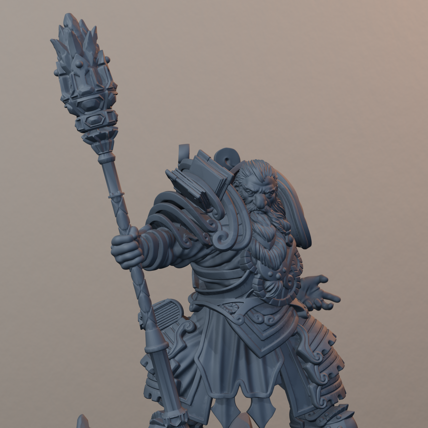 Geomancers Dwarf Miniatures - Geomancer Male Pose 02 - detail upper view