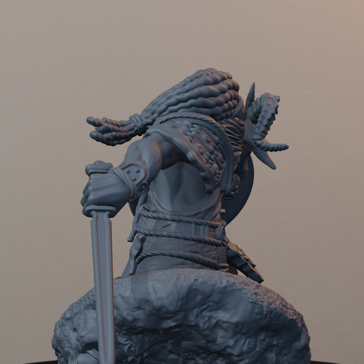 Goatmen Fantasy Miniatures - Goatman Pose 03 - detail upper view
