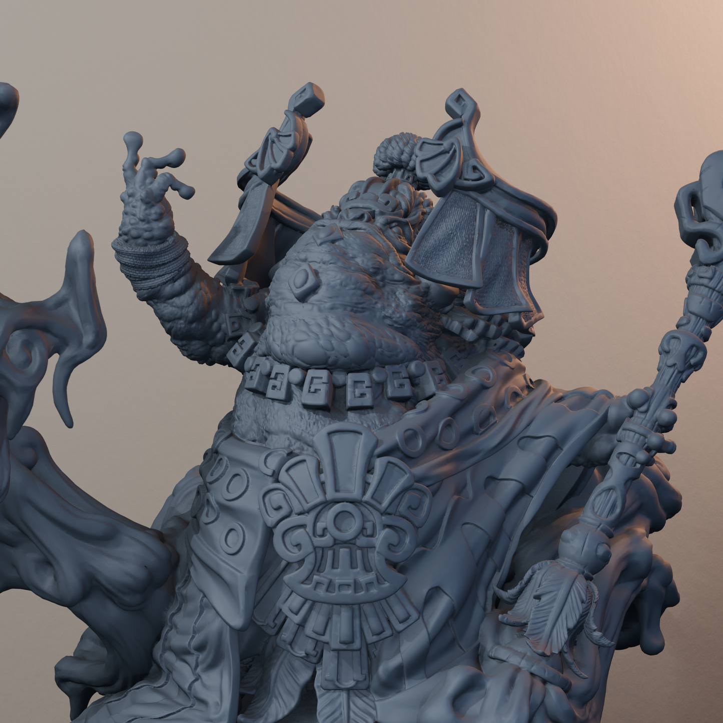 Acolytes of Ziskal Fantasy Miniatures - Acolyte of Ziskal Pose 02 - detail upper view