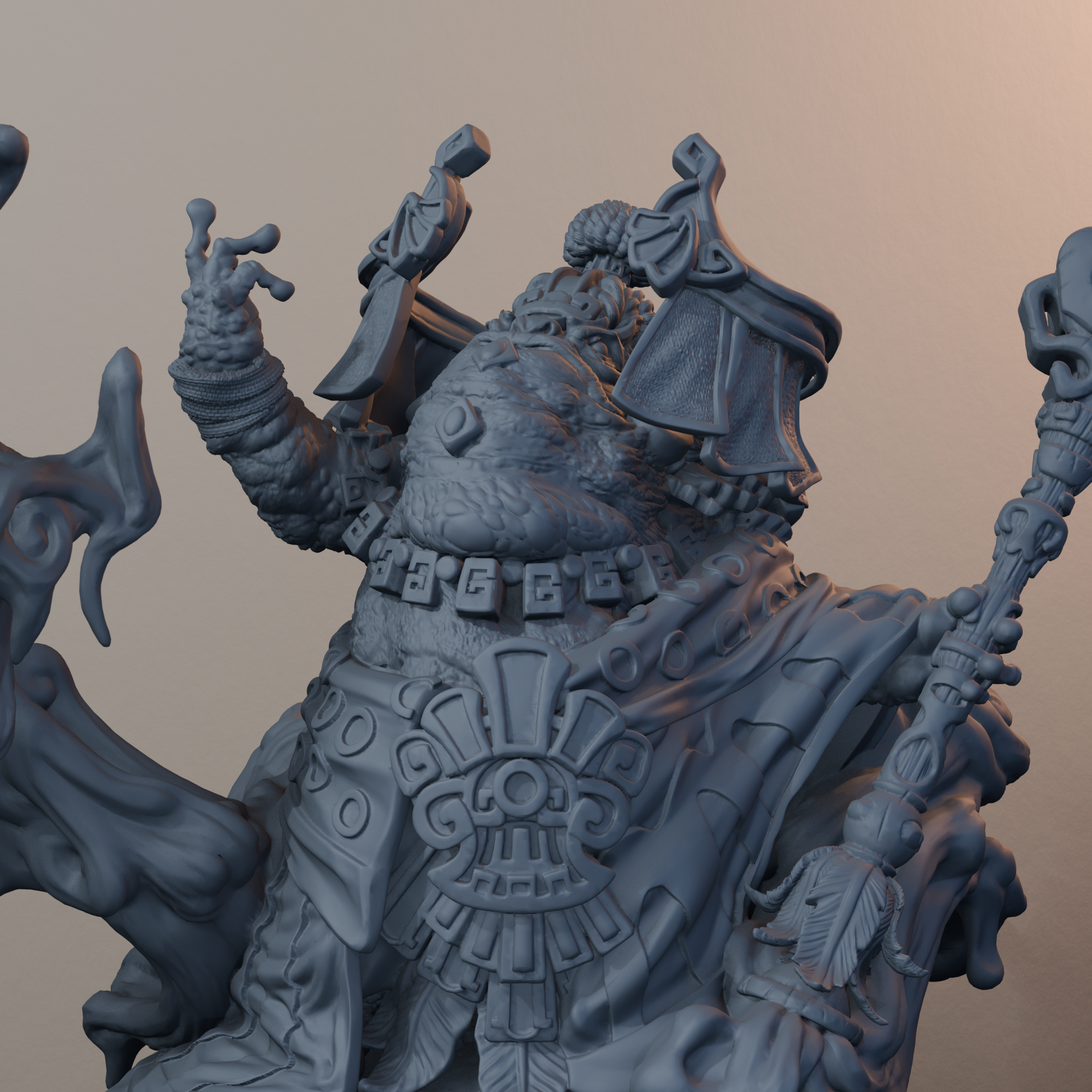 Acolytes of Ziskal Fantasy Miniatures - Acolyte of Ziskal Pose 02 - detail upper view