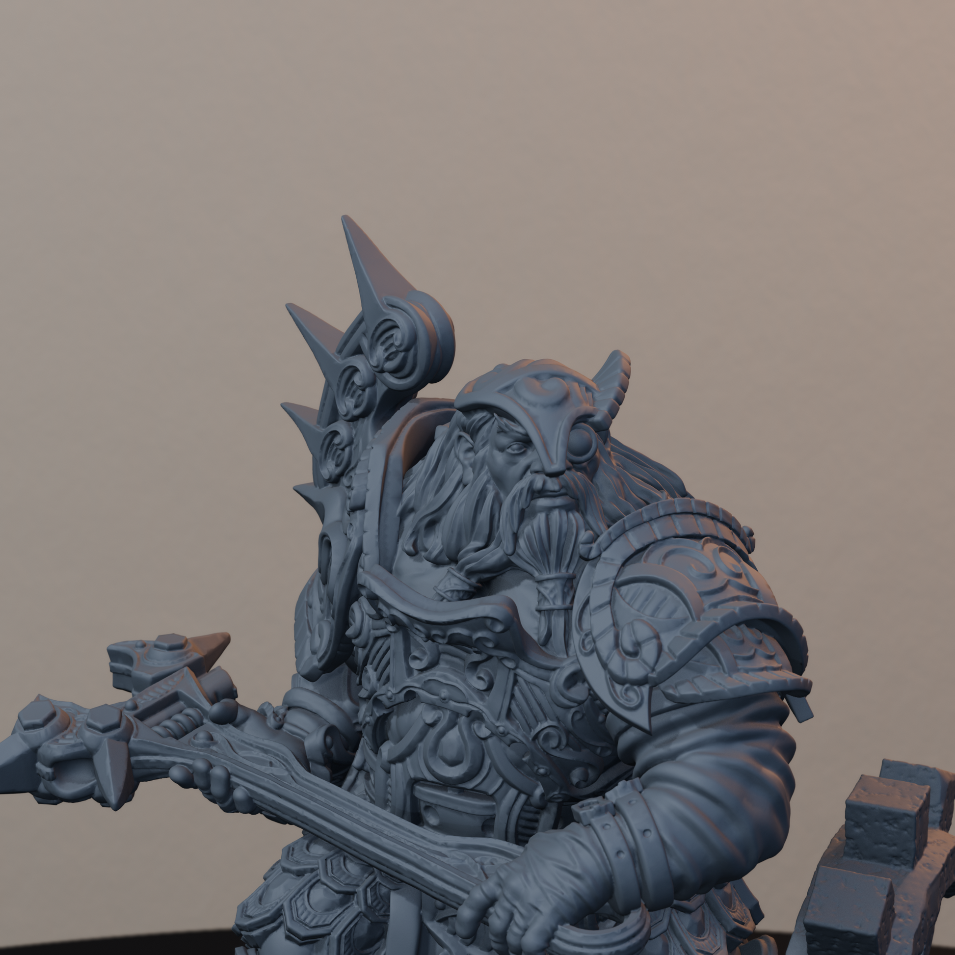 Steelbreaker Engineers Dwarf Miniatures - Steelbreaker Engineer Pose 04 - detail upper view