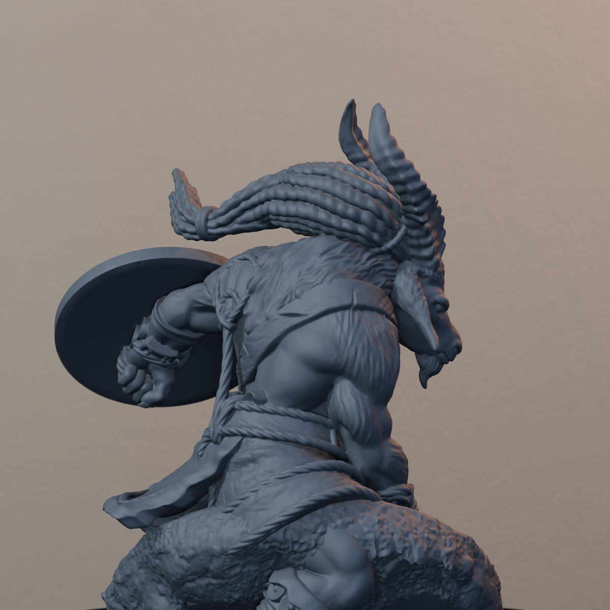 Goatmen Fantasy Miniatures - Goatman Pose 04 - detail upper view