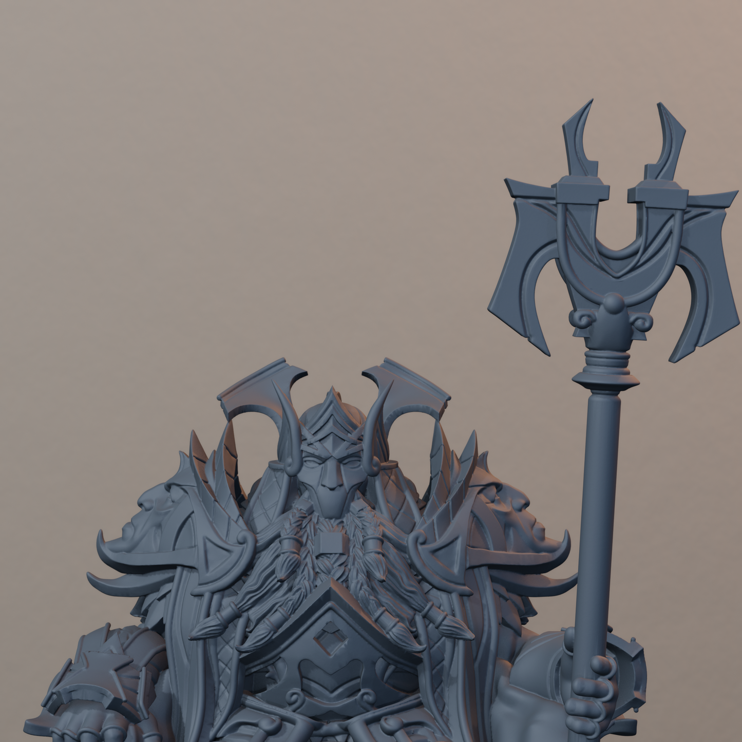King Thrag Steelhammer Dwarf Miniatures - King Thrag Steelhammer Pose 01 - detail upper view