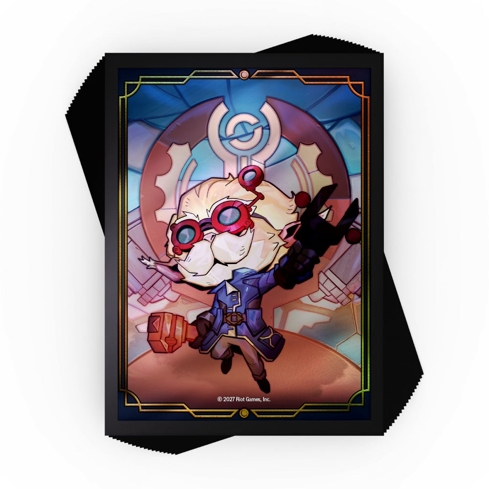 Official Riftbound Legacy Heimerdinger champion art card sleeves, 70-count pack