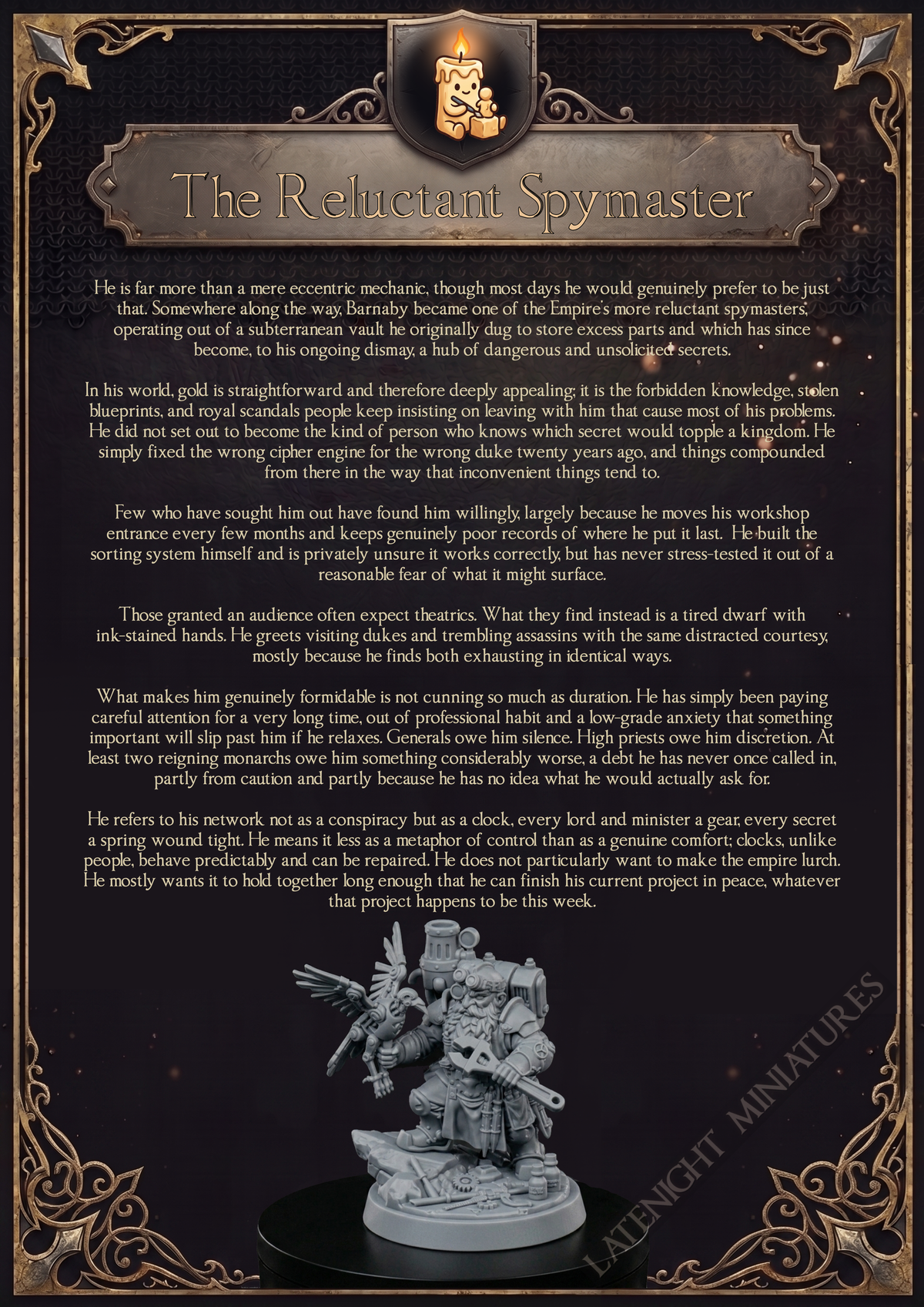 Dwarf Engineer backstory artwork by Late Night Miniatures