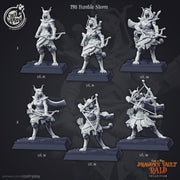 Female Tabaxi Ranger Miniature - resin tabletop miniature front view