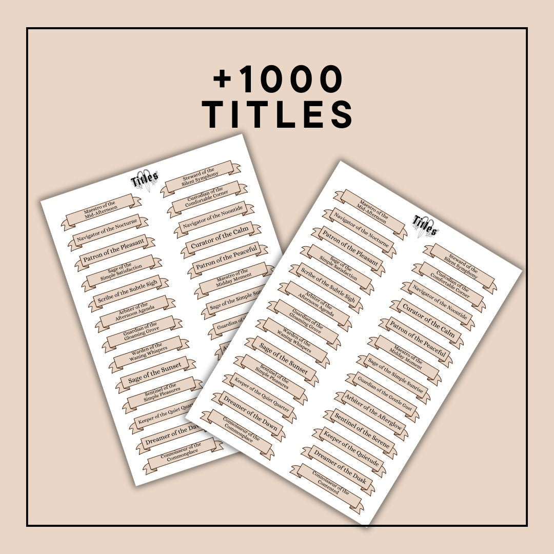 Ultimate Printable Titles Set for TTRPGs