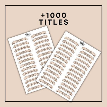 Ultimate Printable Titles Set for TTRPGs