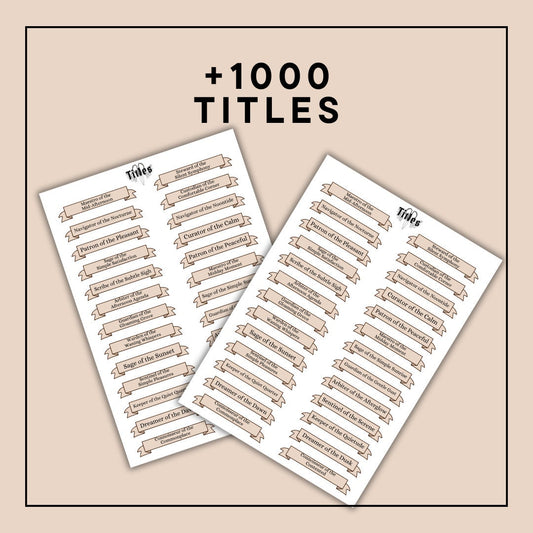 Ultimate Printable Titles Set for TTRPGs