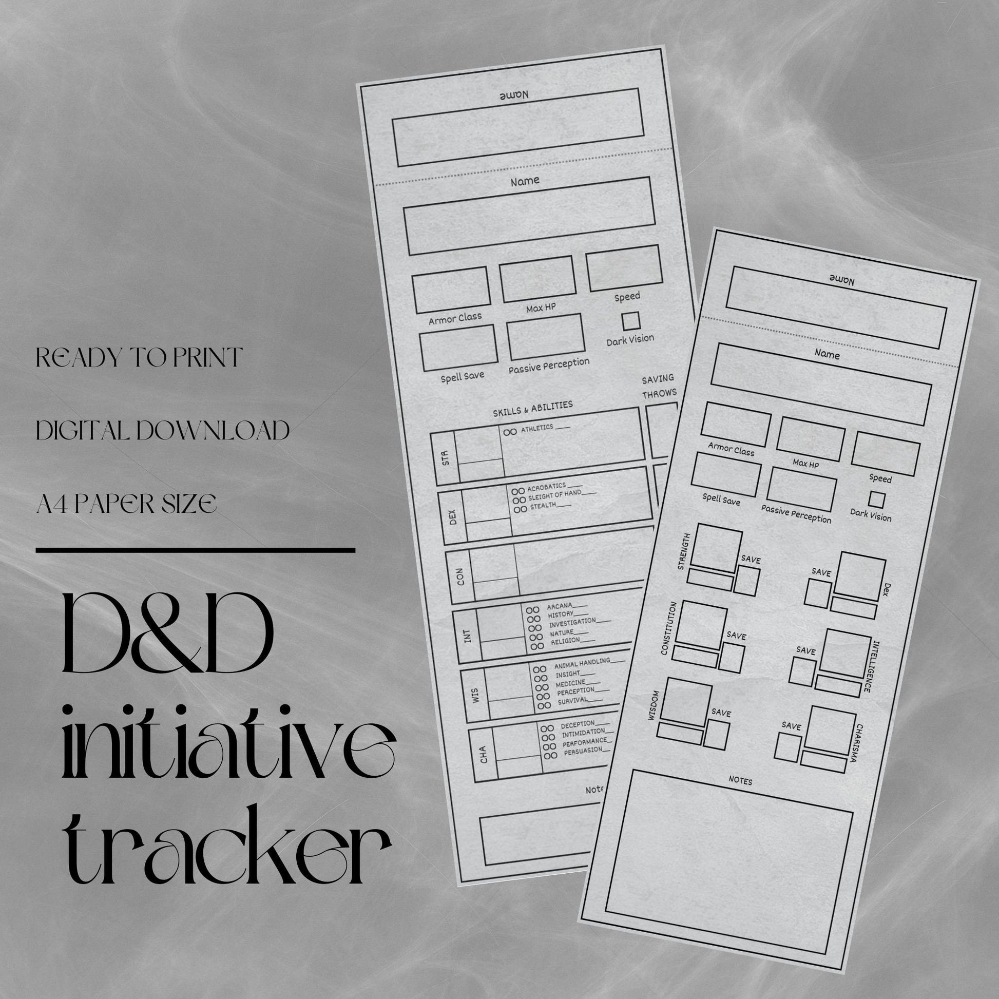 Fillable Initiative Tracker Cards
